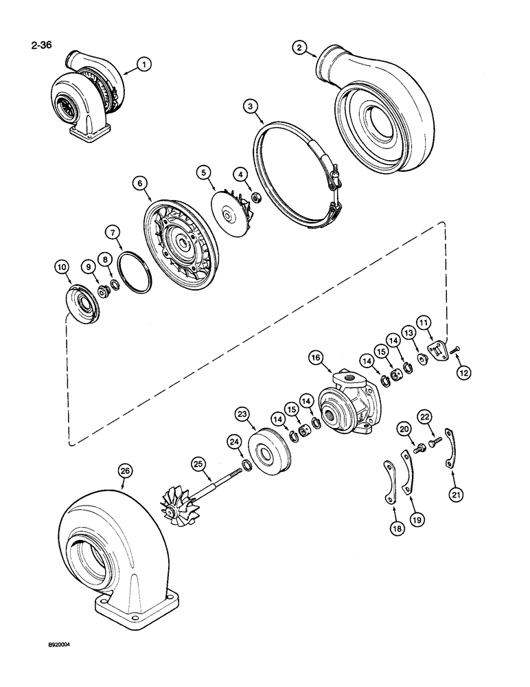 Схема запчастей Case IH 9240 - (2-036) - TURBOCHARGER ASSEMBLY, 6TA-830 ENGINE (02) - ENGINE
