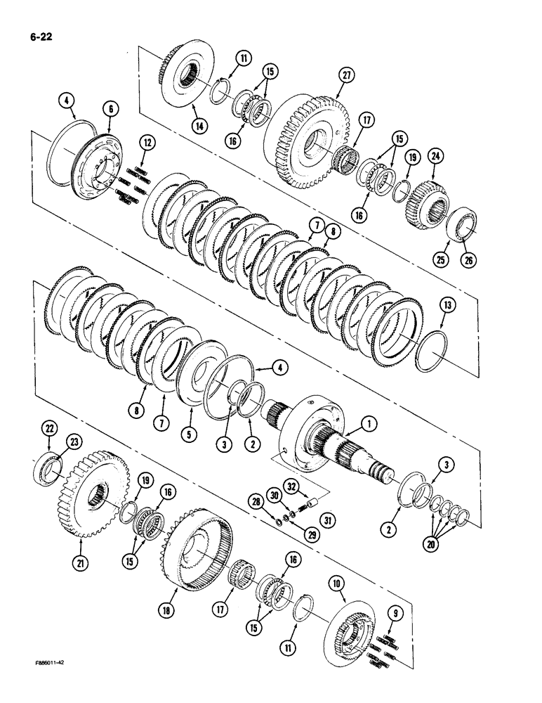 Схема запчастей Case IH 9180 - (6-22) - TRANSMISSION 8 INCH CLUTCH PACK (06) - POWER TRAIN