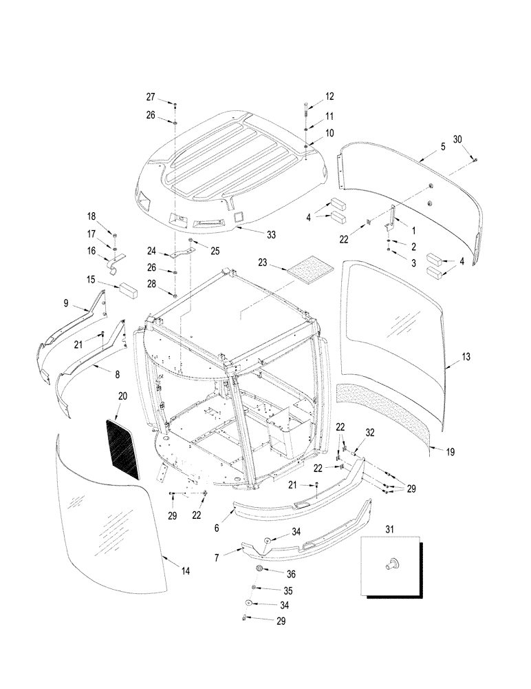 Схема запчастей Case IH STEIGER 485 - (09-15) - CAB - SKIRTS AND GLASS (09) - CHASSIS