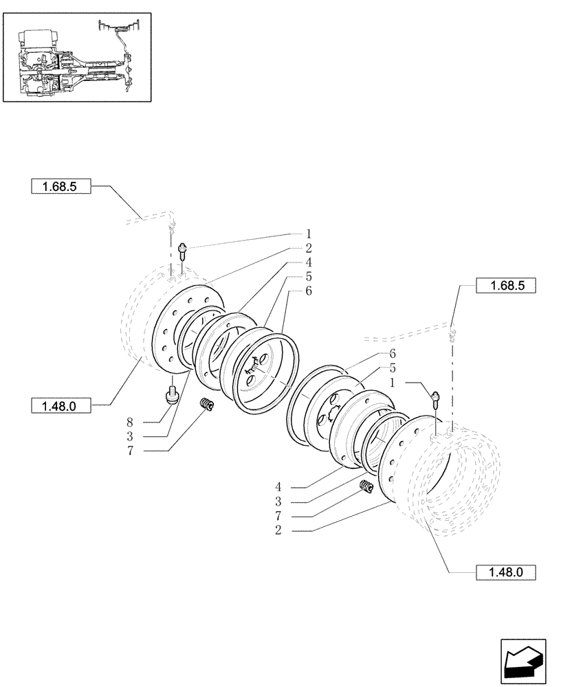 Схема запчастей Case IH JX1100U - (1.65.3) - TRANSMISSION BRAKE - PARTS (05) - REAR AXLE