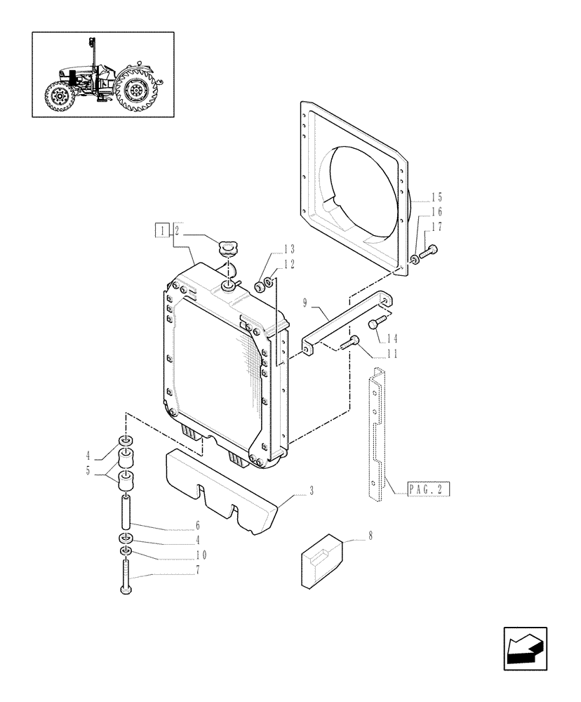 Схема запчастей Case IH JX1075C - (1.17.0[01]) - RADIATOR & RELATED PARTS (02) - ENGINE EQUIPMENT