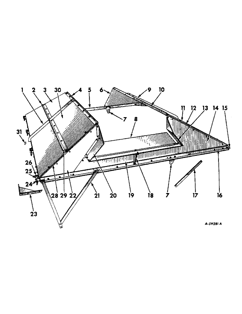 Схема запчастей Case IH 414 - (171) - BASKET COVER (80) - CROP STORAGE/UNLOADING