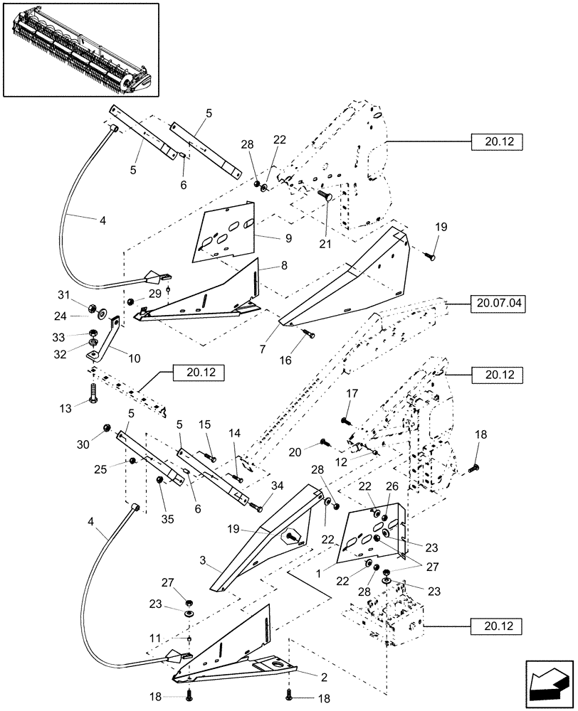 Схема запчастей Case IH 2010 - (20.13.01) - DIVIDER, LOOP, 20 FT (58) - ATTACHMENTS/HEADERS