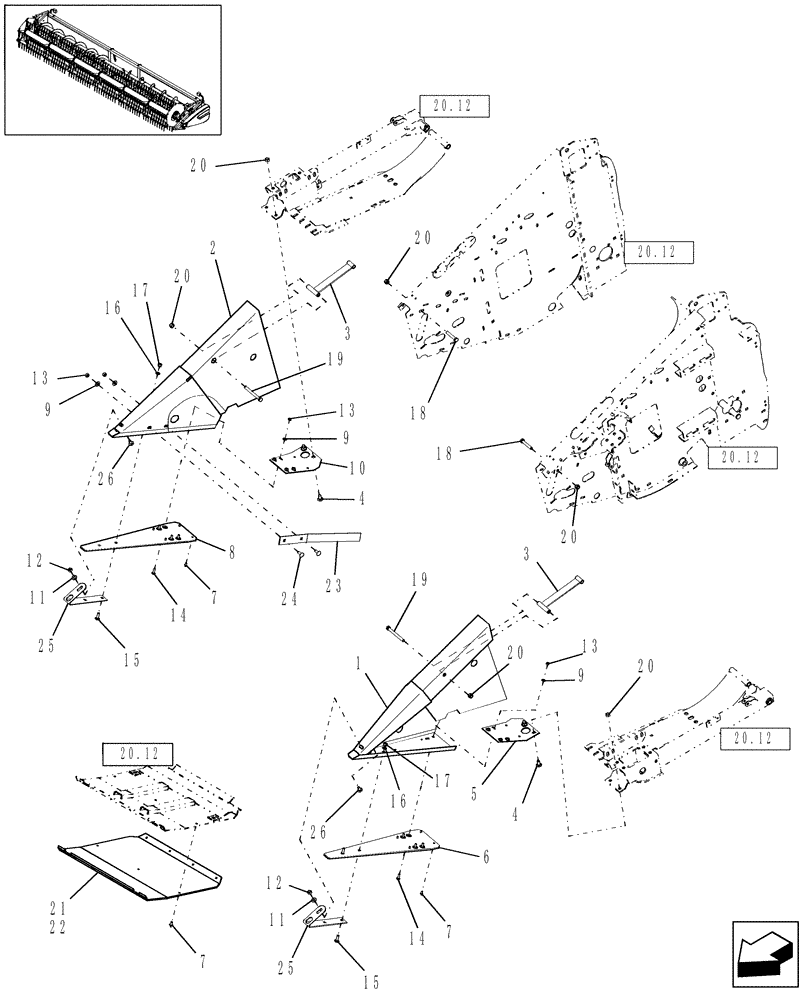 Схема запчастей Case IH 2010 - (20.13.03[2]) - DIVIDER POINT & SKID SHOES, PIN CBJ021301 AND AFTER (58) - ATTACHMENTS/HEADERS