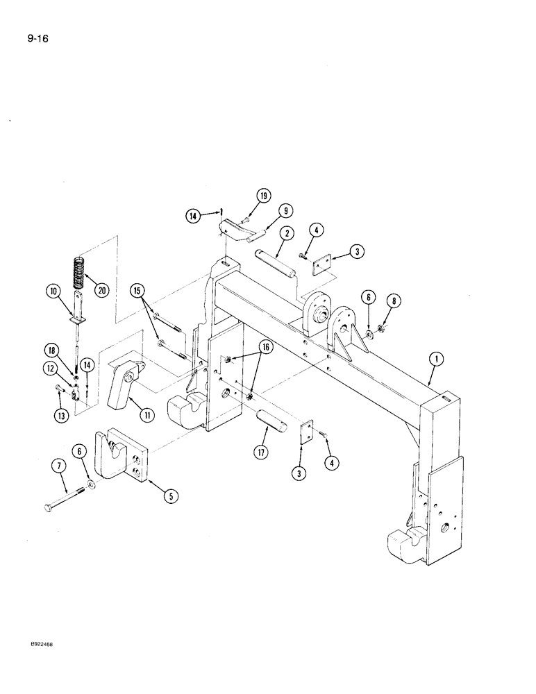 Схема запчастей Case IH 9230 - (9-016) - QUICK HITCH COUPLER, CATEGORY III, WITH BOLTED ON QUICK ATTACHMENT HOOK (09) - CHASSIS/ATTACHMENTS
