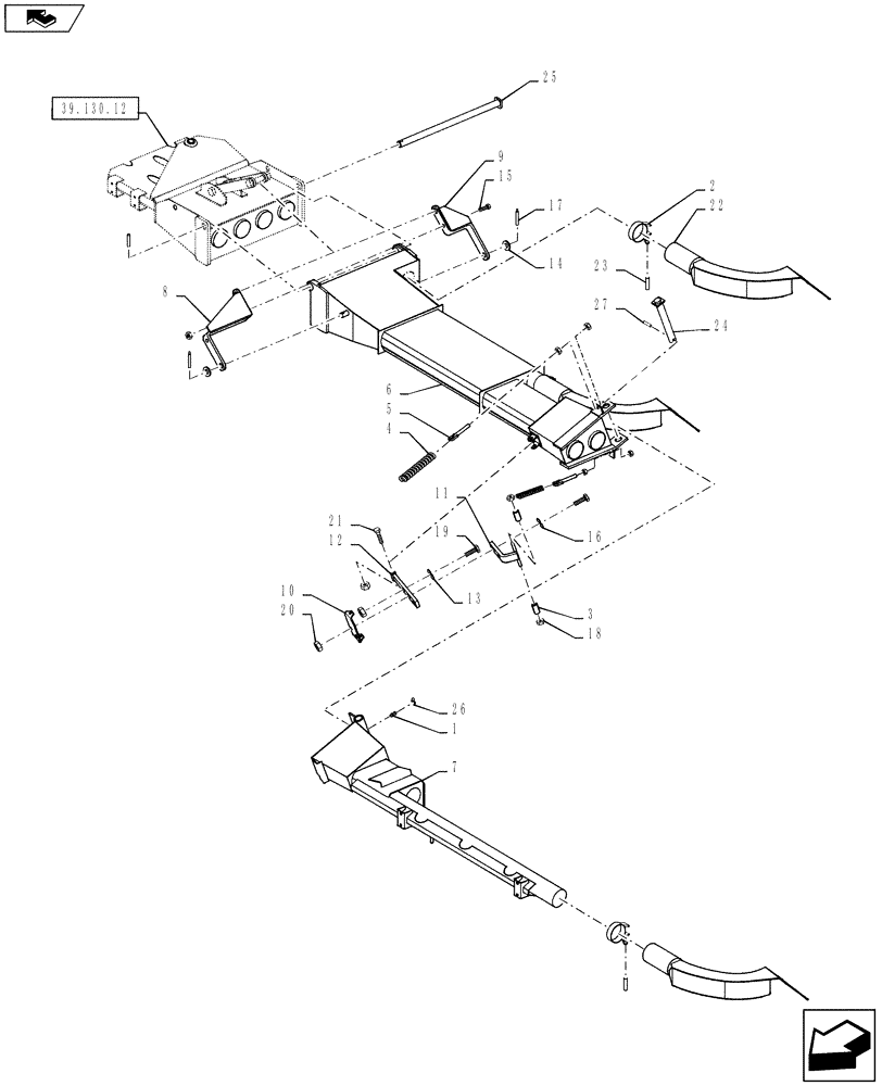 Схема запчастей Case IH 810 - (39.130.14) - 60 BOOM, LH, OUTER, 3" TUBES (39) - FRAMES AND BALLASTING
