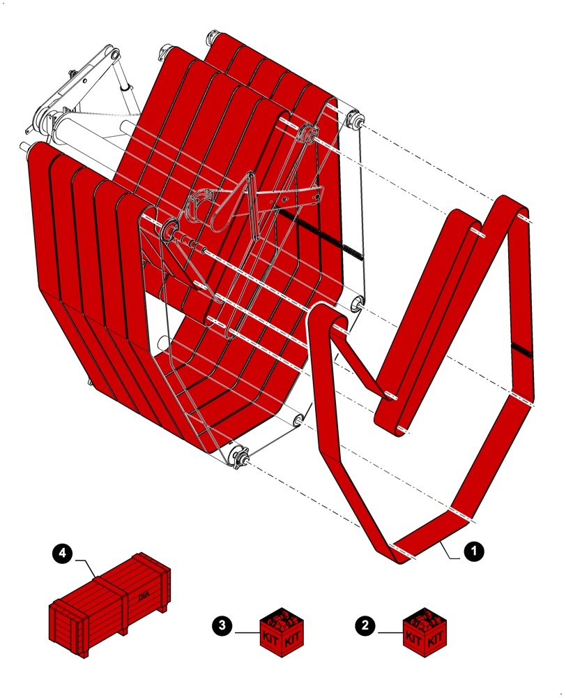 Схема запчастей Case IH RB454 - (00.00RB219) - MAINTENANCE PARTS, FORMING BELTS (00) - GENERAL