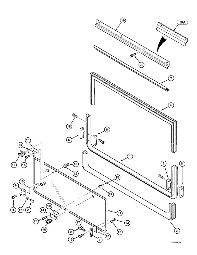 Схема запчастей Case IH 2188 - (9G-09A) - CAB, REAR WINDOW, OPENABLE (10) - CAB & AIR CONDITIONING