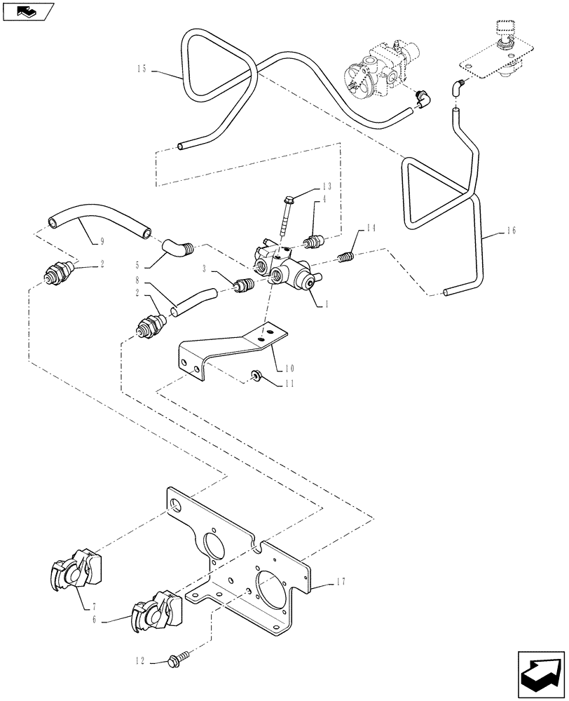 Схема запчастей Case IH MAGNUM 370 - (33.224.BA[01]) - PNEUMATIC TRAILER BRAKE, DUAL LINE, NAO - BSN ZDRD02583 (33) - BRAKES & CONTROLS