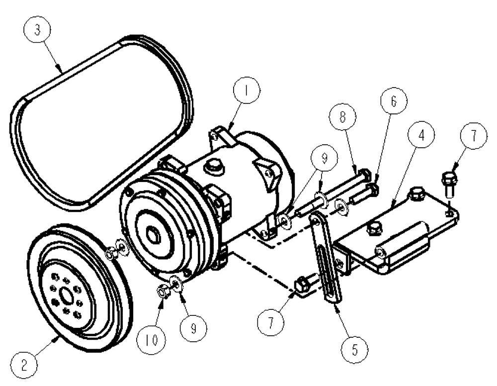 Схема запчастей Case IH SPX4410 - (03-054) - AIR CONDITIONING COMPRESSOR PACKAGE (01) - ENGINE