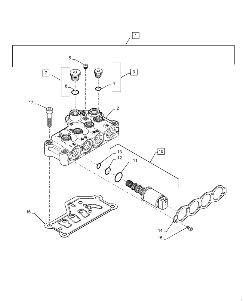 Схема запчастей Case IH MAGNUM 280 - (21.135.AQ[07]) - VAR - 429330, 429331, 429332, 429333 - RANGE VALVE BLOCK (87323842) (21) - TRANSMISSION