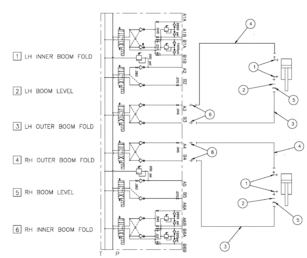 Схема запчастей Case IH SPX4410 - (06-007) - HYDRAULIC GROUP, OUTER FOLD, NO CYLINDER Hydraulic Plumbing
