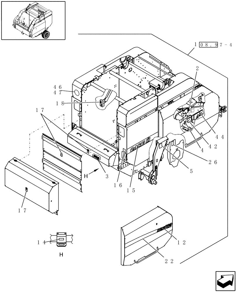 Схема запчастей Case IH RBX462 - (08.97[3]) - DECALS, RH, EUROPE & R.O.W. (08) - SHEET METAL/DECALS