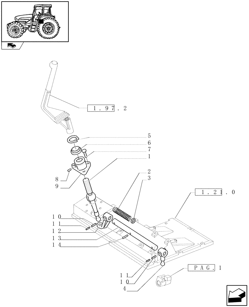 Схема запчастей Case IH FARMALL 95U - (1.32.2[02]) - CENTRAL REDUCTION - RANGE GEARSHIFT MECHANISM - LEVERS AND TIE-RODS (03) - TRANSMISSION