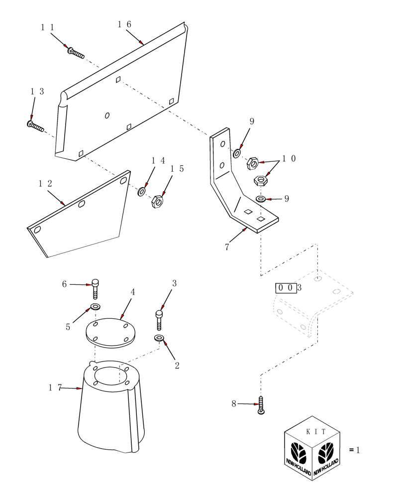 Схема запчастей Case IH MD92 - (016) - LH WINDROW KIT (88) - ACCESSORIES