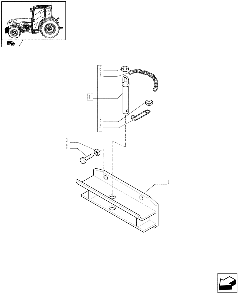 Схема запчастей Case IH FARMALL 95N - (1.44.0) - FRONT WEIGHT CARRIER WITH INTEGRATED TOW HOOK FOR STANDARD AXLE (VAR.330225 / 743503) (04) - FRONT AXLE & STEERING