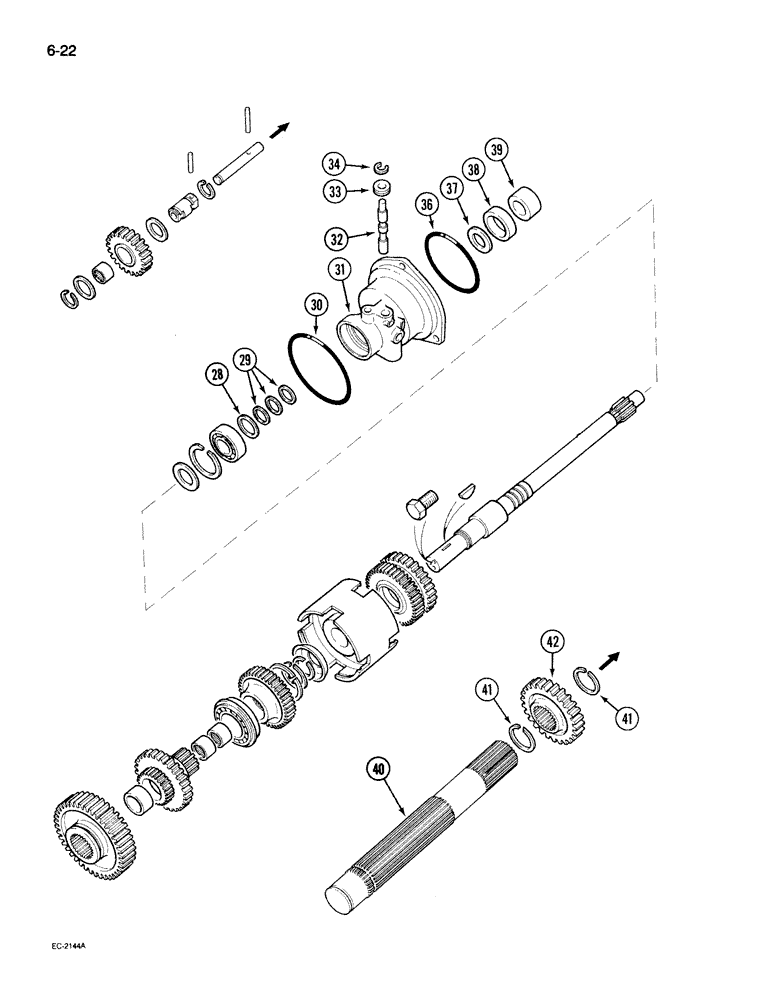 Схема запчастей Case IH 395 - (6-022) - SPEED TRANSMISSION, FORWARD AND REVERSE ATTACHMENT (CONTD) (06) - POWER TRAIN