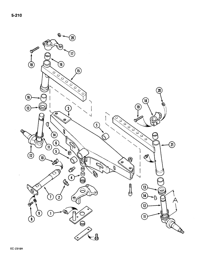 Схема запчастей Case IH 585 - (5-210) - AXLE, FRONT, STRAIGHT ADJUSTABLE, 52 TO 77 INCH TRACK (05) - STEERING