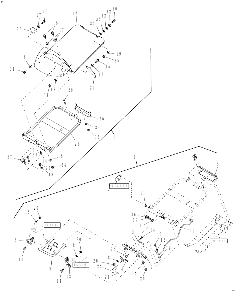 Схема запчастей Case IH 2408-30 - (20.13.01[2]) - KIT, INNER DIVIDERS, REAR, 30 INCH (58) - ATTACHMENTS/HEADERS