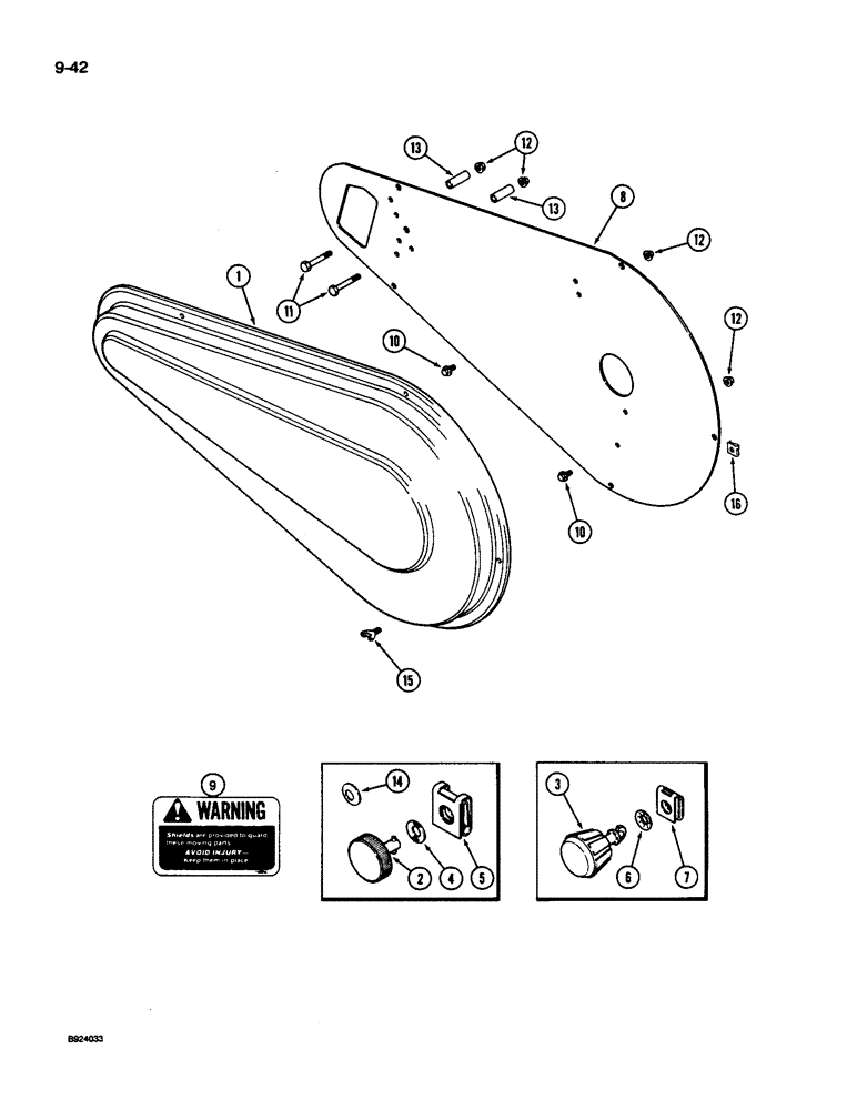 Схема запчастей Case IH 1010 - (9-042) - REEL DRIVE SHIELD AND SUPPORTS (58) - ATTACHMENTS/HEADERS
