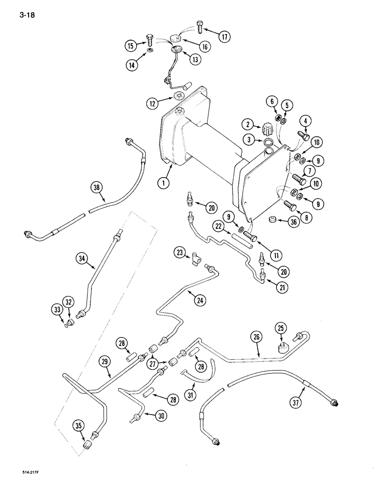 Схема запчастей Case IH 995 - (3-18) - FUEL TANK AND FUEL LINES, TRACTOR WITHOUT CAB (03) - FUEL SYSTEM