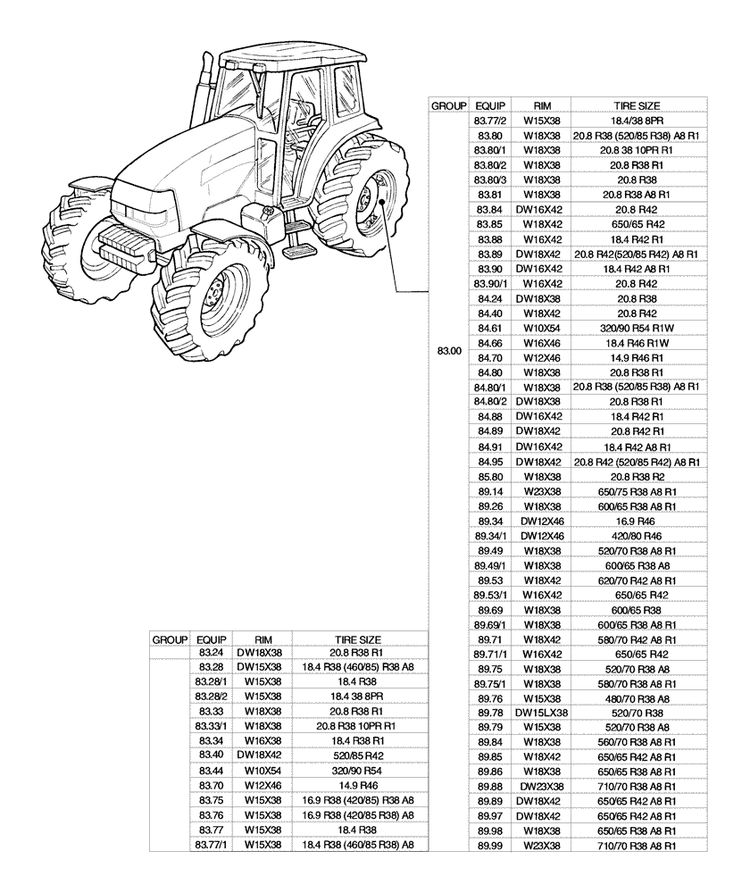 Схема запчастей Case IH MXM155 - (80.00[02]) - SEC. 11 - TRACTION (11) - WHEELS/TRACKS