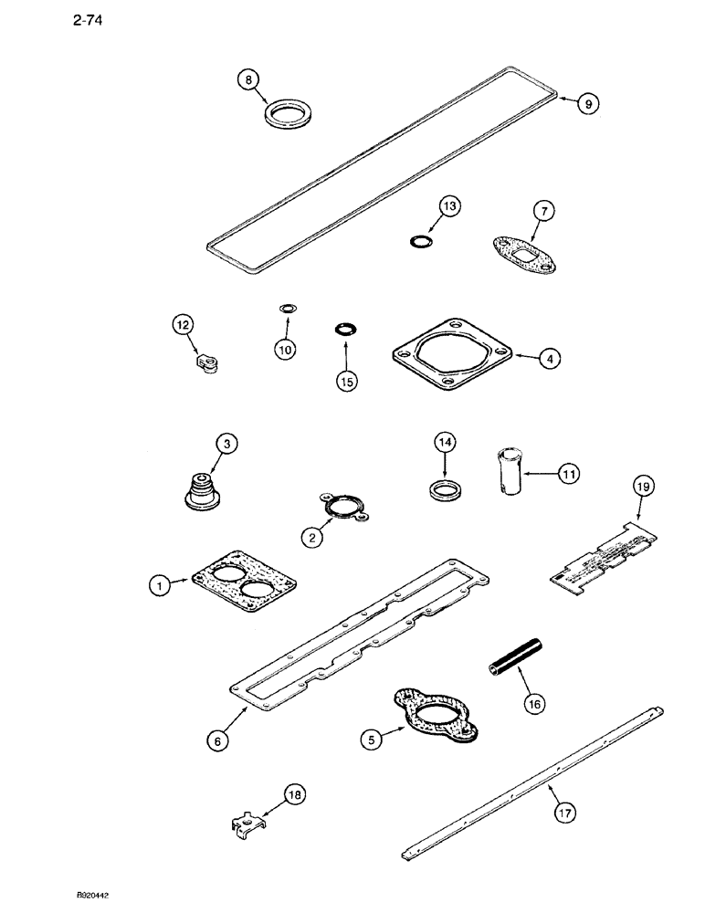 Схема запчастей Case IH 7120 - (2-74) - VALVE GRIND GASKET KITS, 6T-830 ENGINE (02) - ENGINE
