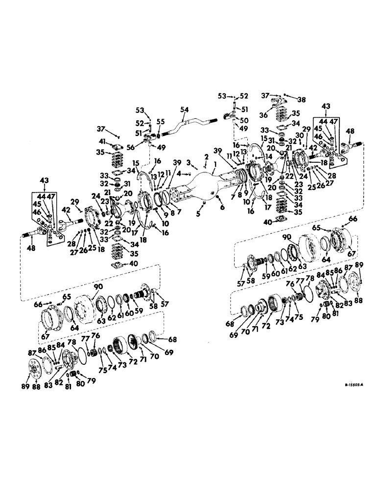 Схема запчастей Case IH 4156 - (B-13) - POWER TRAIN, REAR AXLE AND CONNECTIONS, LESS DIFFERENTIAL CARRIER & BRAKES (03) - POWER TRAIN