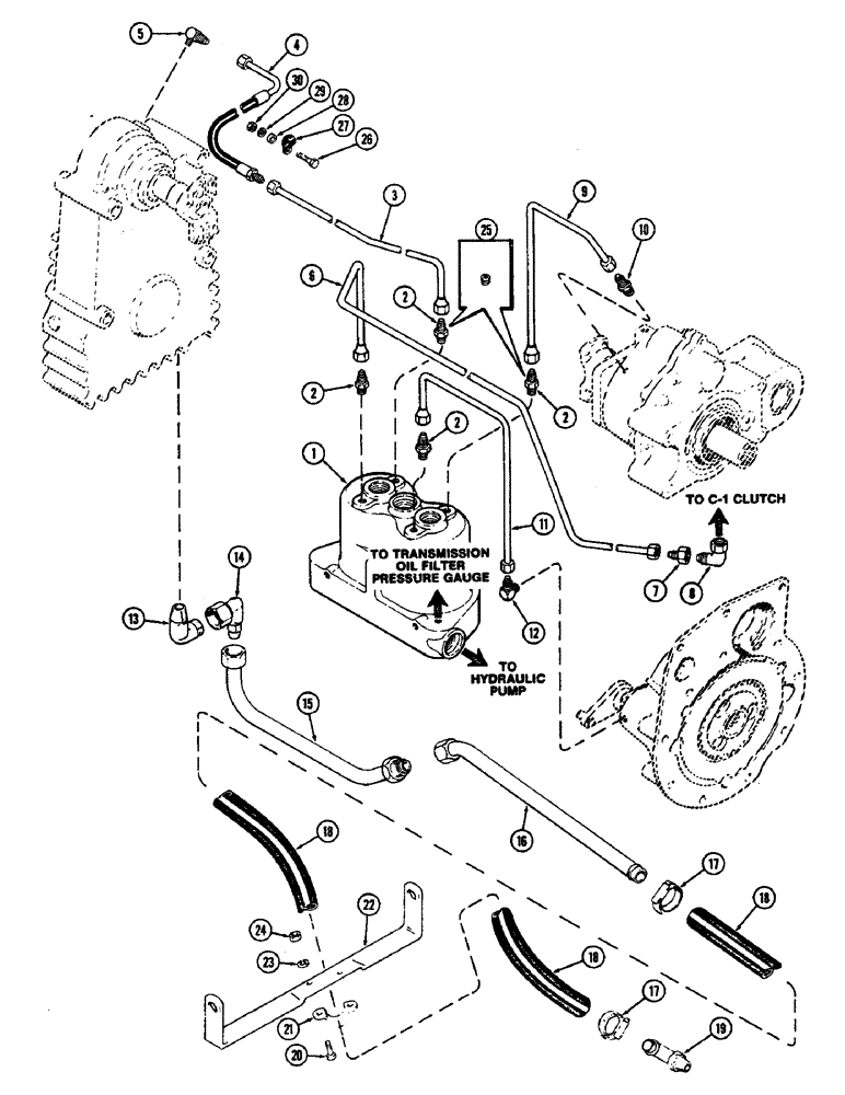 Схема запчастей Case IH 2470 - (284) - PTO HYDRAULICS, HYDRAULIC OIL FILTER HOUSING AND LUBE LINES, PRIOR TO TRANSMISSION S/N 10025257 (06) - POWER TRAIN