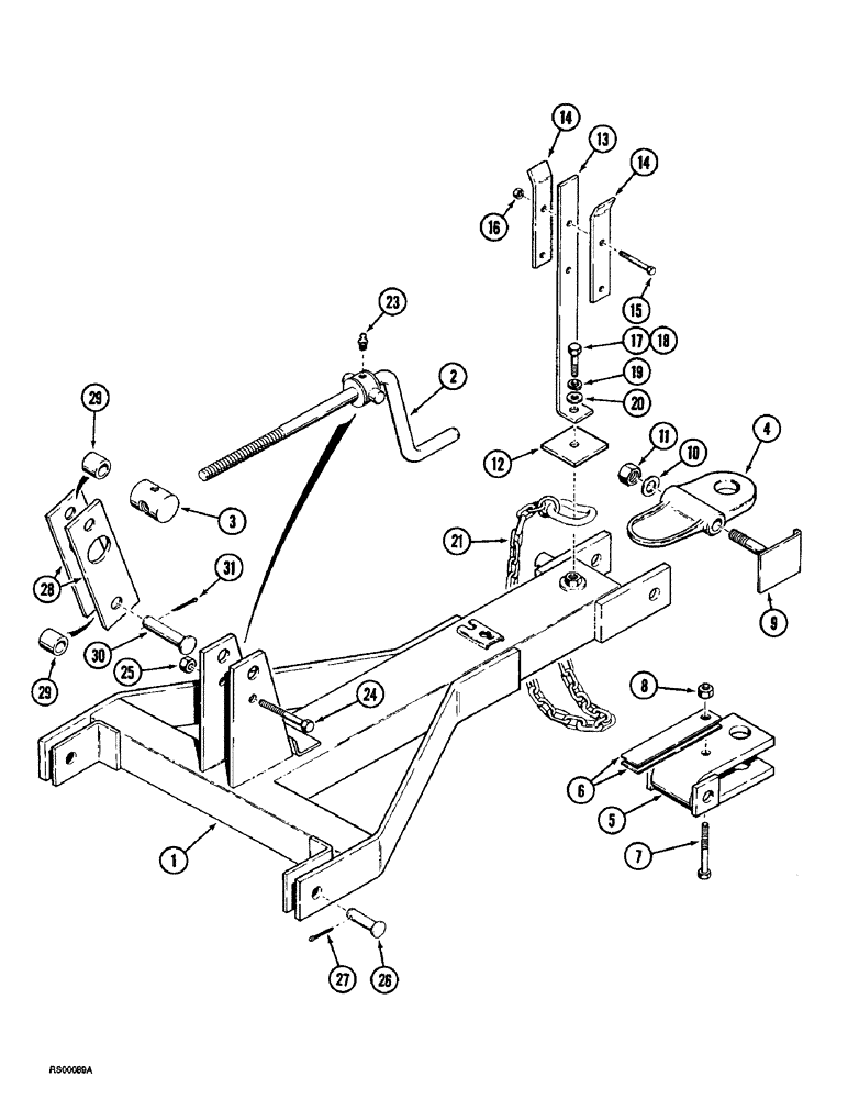 Схема запчастей Case IH 4300 - (9-090) - LEVEL LIFT HITCH, LOW TRANSPORT AND STANDARD TRANSPORT, FRONT ADJUSTABLE HITCH (09) - CHASSIS/ATTACHMENTS