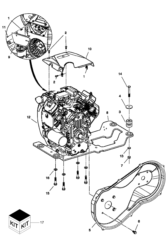 Схема запчастей Case IH SCOUT XL - (10.012.01[01]) - KAWASAKI FH680D GASOLINE ENGINE MOUNTING (10) - ENGINE