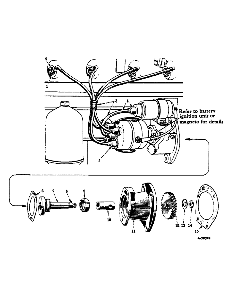Схема запчастей Case IH 300 - (076) - ELECTRICAL SYSTEM, CARBURETED ENGINE, SPARK PLUGS, CABLES AND IGNITION UNIT DRIVE PARTS (06) - ELECTRICAL SYSTEMS