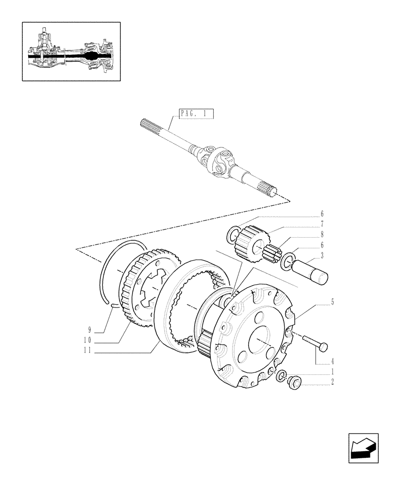 Схема запчастей Case IH JX1070C - (1.40.0/10[02]) - 4WD FRONT AXLE - DIFFERENTIAL GEARS AND SHAFT (04) - FRONT AXLE & STEERING