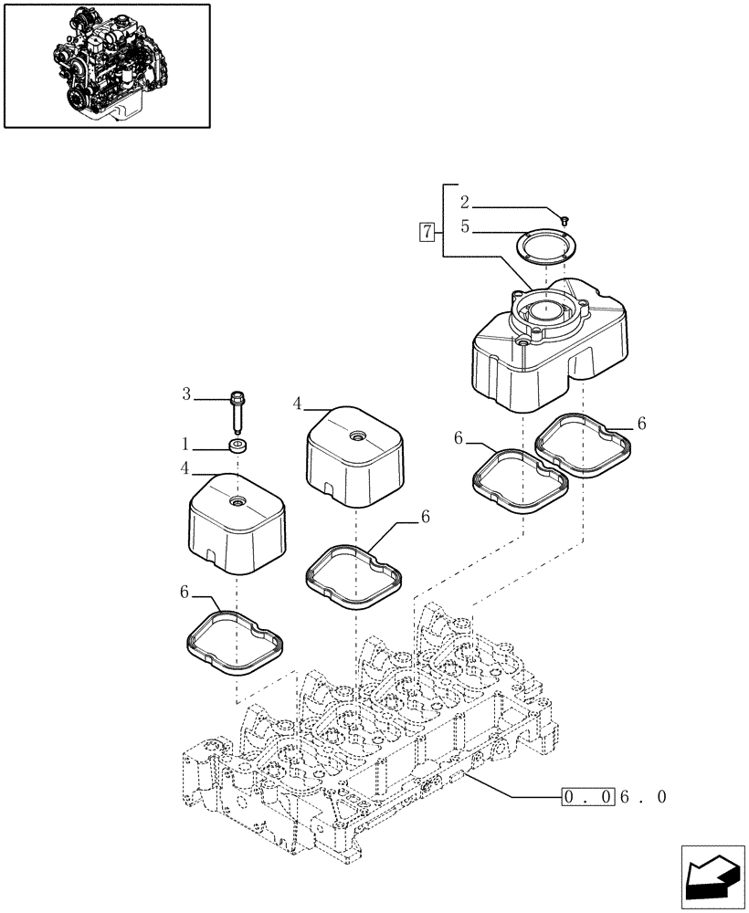 Схема запчастей Case IH PX110 - (0.06.3[01]) - CYLINDER HEAD COVERS (504053606) (02) - ENGINE