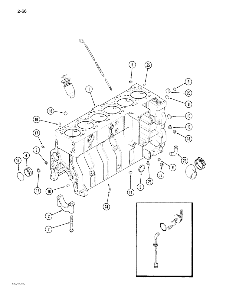 Схема запчастей Case IH 1822 - (2-66) - CYLINDER BLOCK 6TA-830 ENGINE WITH SIX PISTON COOLING NOZZLES (01) - ENGINE