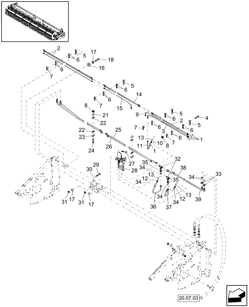 Схема запчастей Case IH 2020 - (20.07.02) - HYDRAULIC SYSTEM, 20 FT, 25 FT, RICE (35) - HYDRAULIC SYSTEMS