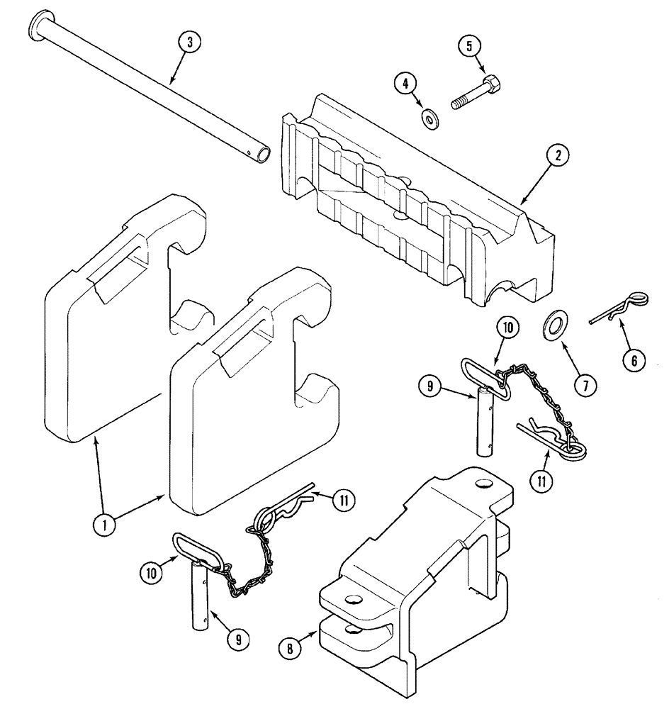 Схема запчастей Case IH MX90C - (09-03) - FRONT END WEIGHTS (09) - CHASSIS