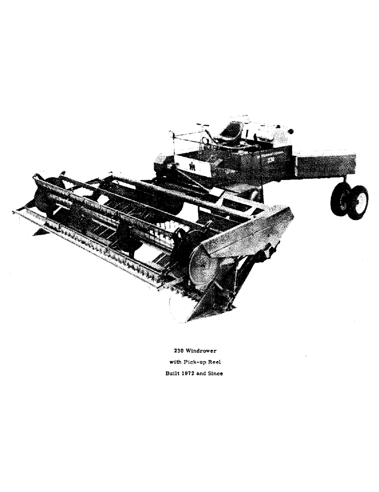 Схема запчастей Case IH 230 - (01-10) - 230 WINDROWER WITH PICK-UP REEL, BUILT 1972 AND SINCE (00) - GENERAL