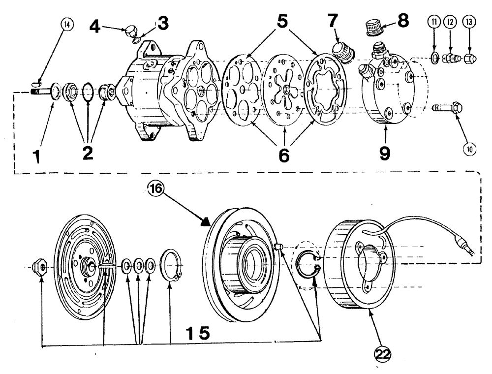 Схема запчастей Case IH 7700 - (A06[05]) - CABIN AIR CONDITIONER COMPRESSOR Mainframe & Functioning Components