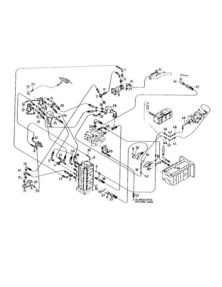 Схема запчастей Case IH 7700 - (G02-20) - LEG BASE CUTTER, HYDRAULIC CIRCUIT, W/O POWER KNOCKDOWN ROLLER Leg Base Cutter