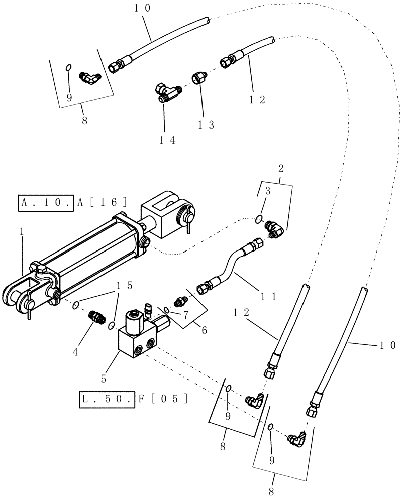 Схема запчастей Case IH 1200PT - (L.50.F[02]) - LIQUID FERTILIZER COULTER BAR RAISE/LOWER ASSEMBLY L - Field Processing
