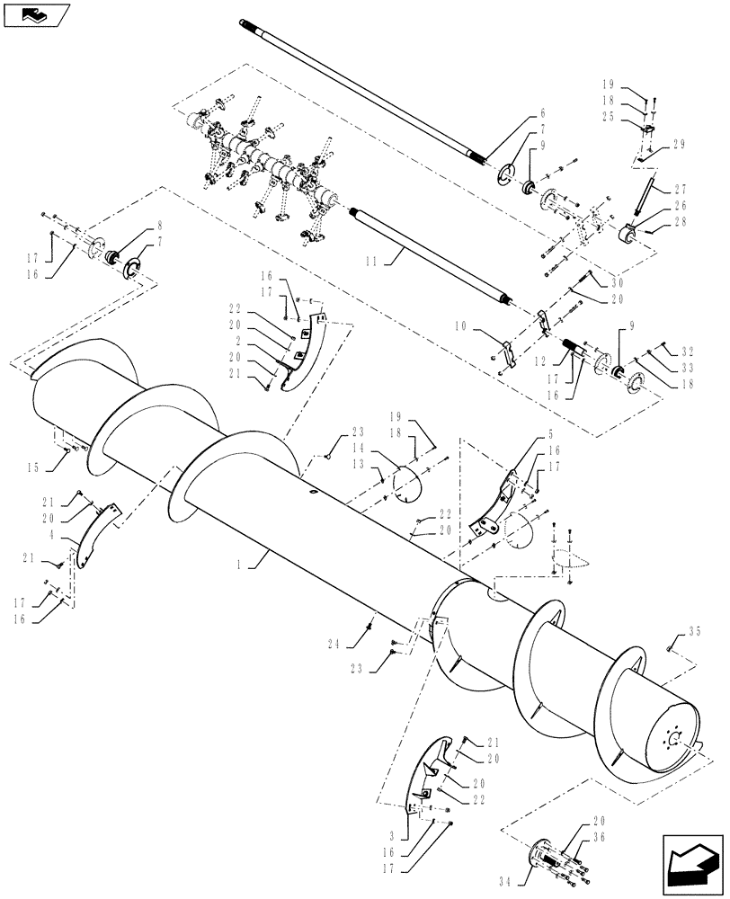 Схема запчастей Case IH 3016 - (58.120.06[01]) - AUGER, 12FT, S.N. YHS071596 AND PRIOR (58) - ATTACHMENTS/HEADERS