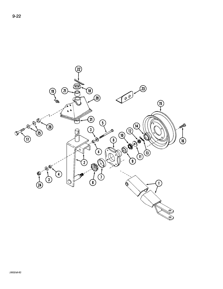 Схема запчастей Case IH 960 - (9-22) - CASTER WHEEL ASSEMBLY (09) - CHASSIS