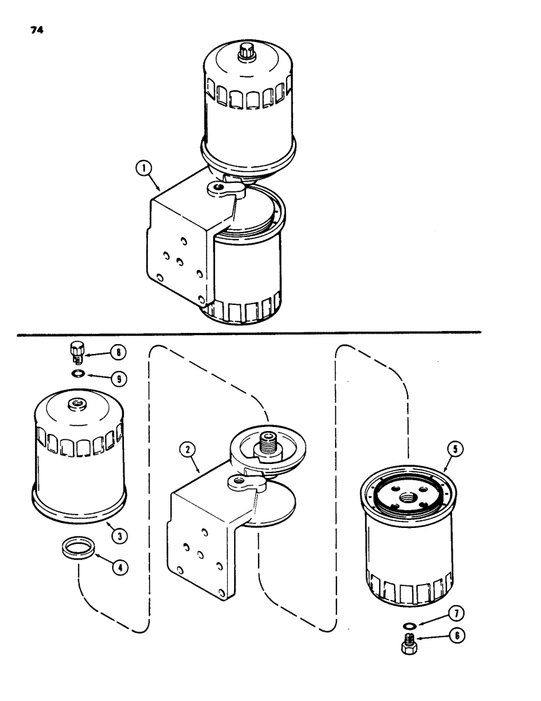Схема запчастей Case IH 1835 - (074) - FUEL FILTER ASSEMBLY, 188 DIESEL ENGINE (03) - FUEL SYSTEM