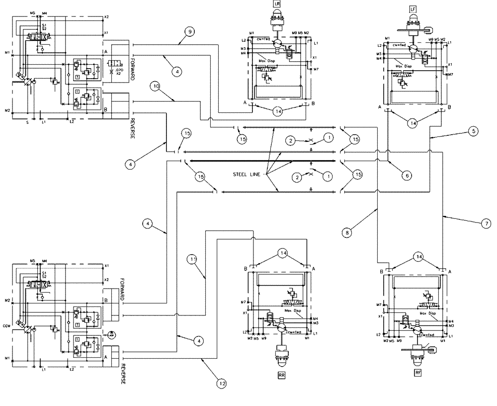 Схема запчастей Case IH SPX4260 - (06-011) - HYDRAULIC DRIVE LOOP ASSEMBLY Hydraulic Plumbing