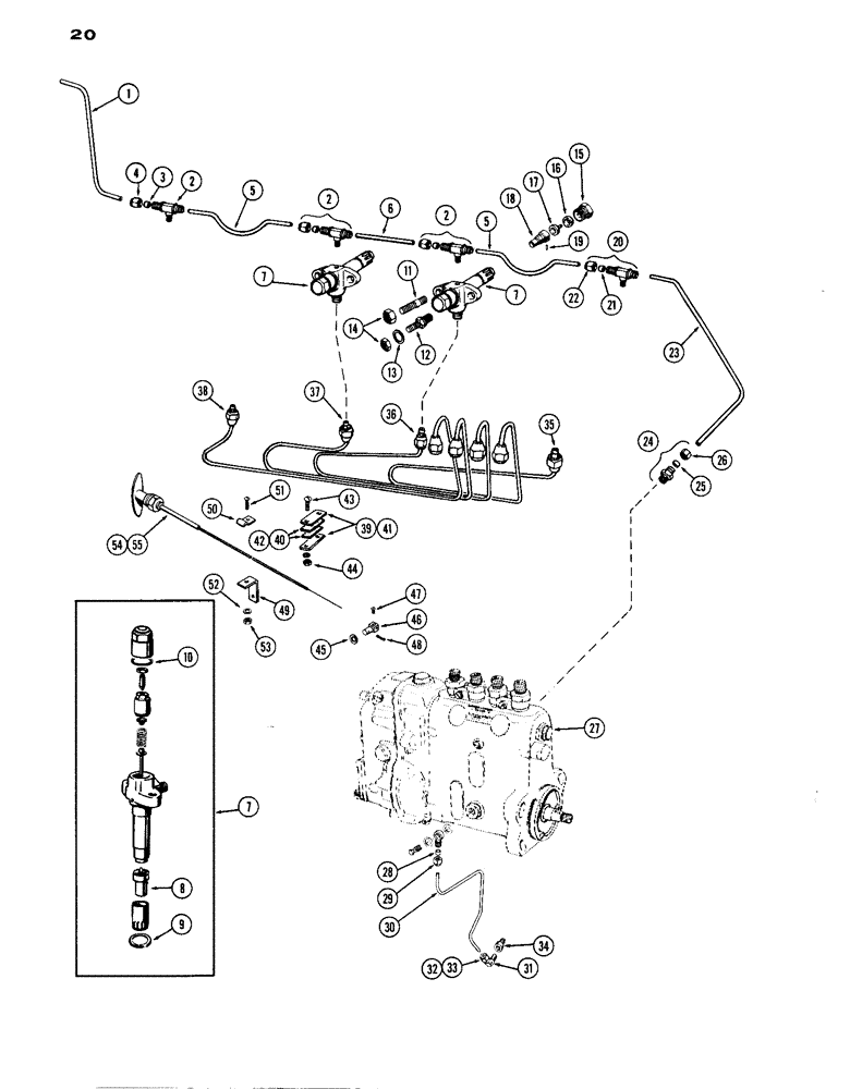 Схема запчастей Case IH A301D - (20) - FUEL INJECTION SYSTEM AND THROTTLE, DIESEL ENGINE 