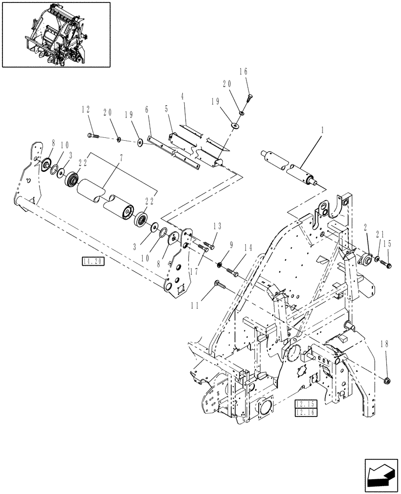 Схема запчастей Case IH RBX462 - (14.51) - FOLLOWER ROLL, SMOOTH & BACKWRAP ROLL (14) - BALE CHAMBER