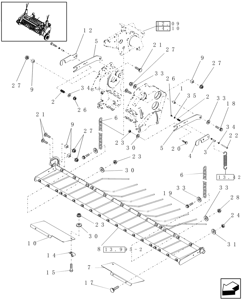Схема запчастей Case IH RBX562 - (13.980[2]) - 2M WIDE PICKUP, WINDGUARD, P.I.N. HBJ039347 & AFTER (13) - FEEDER