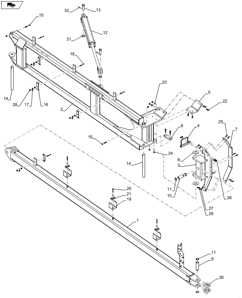Схема запчастей Case IH 1260 - (39.100.08[02]) - FRAME - DRAFT LINK 66 (39) - FRAMES AND BALLASTING