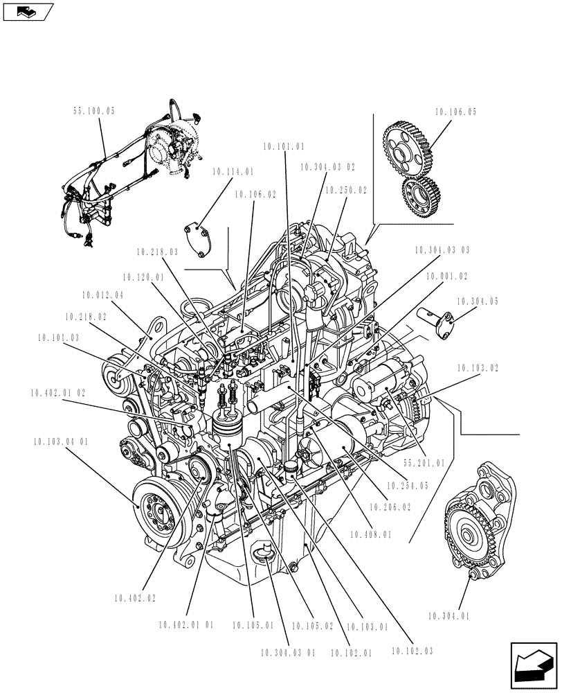 Схема запчастей Case IH F2CFE613N A011 - (10.000.10[01]) - ENGINE (504376884) (10) - ENGINE
